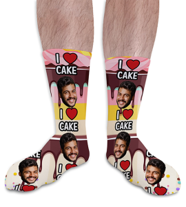 I Love Cake Personalised Photo Socks