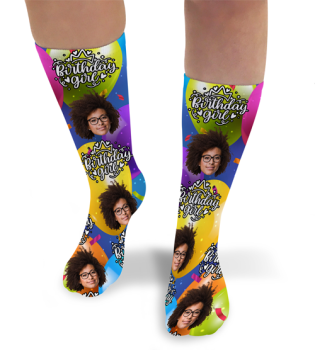 Birthday Girl Personalised Photo Socks 
