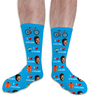 I Love Cycling Personalised Photo Socks