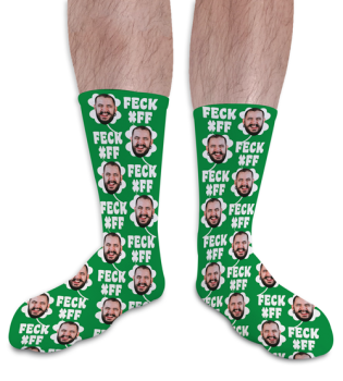 St Patricks Day Personalised Photo Socks Feck Off