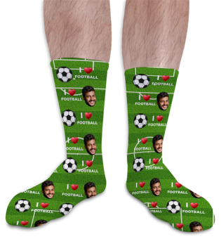 I Love Football Personalised Photo Socks