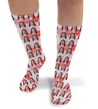 Happy Mothers Day Coloured Hearts Personalised Photo Socks 