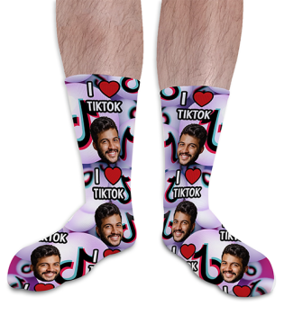 I Love Tik Tok Personalised Photo Socks