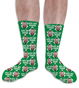 St Patricks Day Personalised Photo Socks Lets Get Fecked