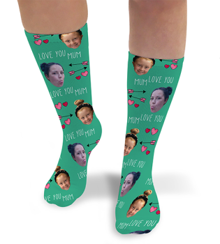 Love You Mum Mothers Day Personalised Photo Socks