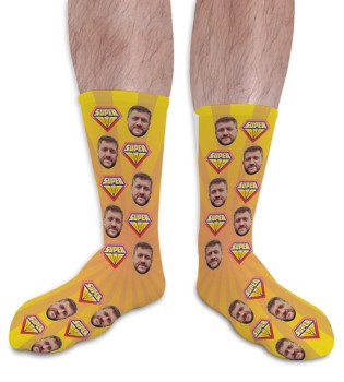 Super Dad Fathers Day Personalised Photo Socks 