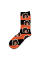 Stripey Personalised Photo Socks Black & Dark Orange Stripes