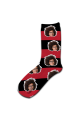 Stripey Personalised Photo Socks Black & Dark Red Stripes
