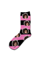 Stripey Personalised Photo Socks Black & Light Pink Stripes