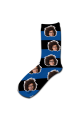Stripey Personalised Photo Socks Black & Royal Blue Stripes