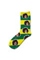 Stripey Personalised Photo Socks Yellow & Dark Green Stripes