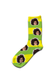 Stripey Personalised Photo Socks Yellow & Lime Green Stripes