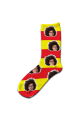 Stripey Personalised Photo Socks Yellow & Red Stripes