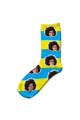 Stripey Personalised Photo Socks Yellow & Sky Blue Stripes